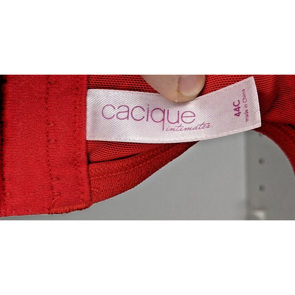 Lane Bryant Cacique Bra 44C Lightly Lined Plunge Red Blue Green Plaid - Picture 4 of 7